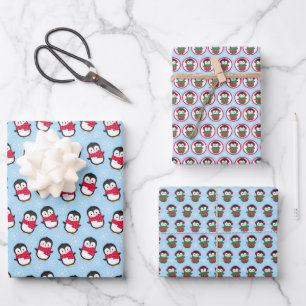 Hoja De Papel De Regalo Pingüinos Divertidos Navidad