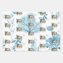 Hoja De Papel De Regalo Pingüinos Galápagos Pintados A Mano