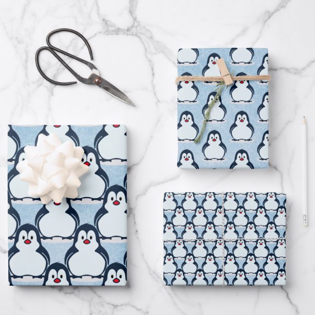 Hoja De Papel De Regalo Pingüinos Snowowden Design Wraping Paper Set (Anverso)