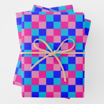 Pink and Blue Checkered Print