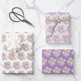 Hoja De Papel De Regalo Pink and Purple Elegant Flowers