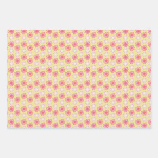 Hoja De Papel De Regalo pink and yellow retro flower