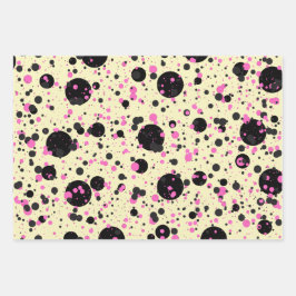Hoja De Papel De Regalo Pink & Black Polka Dot Wrapping Paper 