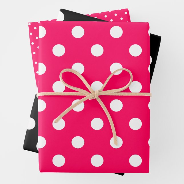 Hoja De Papel De Regalo Pink, Black & White Polka Dots (Subido por el creador)