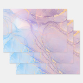 Hoja De Papel De Regalo Pink & Blue Gold Glitter Marble