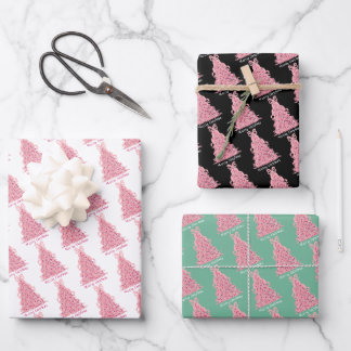 Hoja De Papel De Regalo Pink Bow Pink Christmas Tree