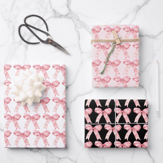 Hoja De Papel De Regalo Pink Coquette Bow (Anverso)