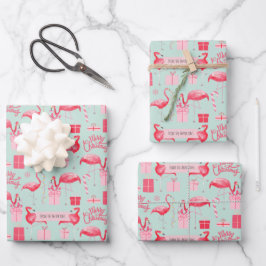 Hoja De Papel De Regalo Pink Flamingo Tropical Holiday Retro Pastel Colors
