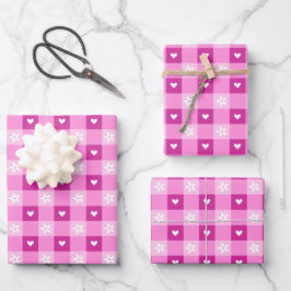 Hoja De Papel De Regalo Pink Floral Hearts