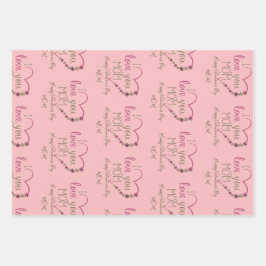 Hoja De Papel De Regalo Pink Love You Mom Red Colorful Hearines Valentines