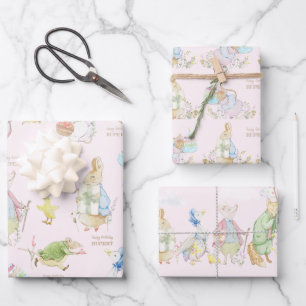 Hoja De Papel De Regalo Pink Peter the Rabbit First Birday
