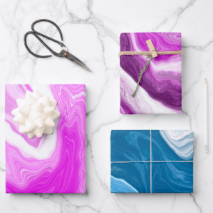 Hoja De Papel De Regalo Pink, Purple and Blue Marble Swirls