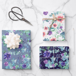 Hoja De Papel De Regalo Pink Purple Anemones Primavera Al Aire Libre Ducha