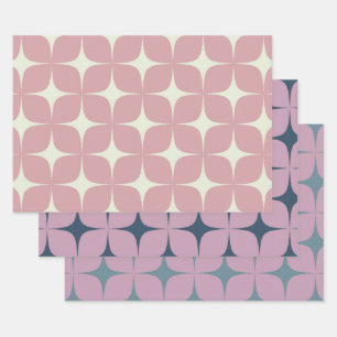 Hoja De Papel De Regalo Pink Purple Blue Mid Century Moderno Boho Geométri