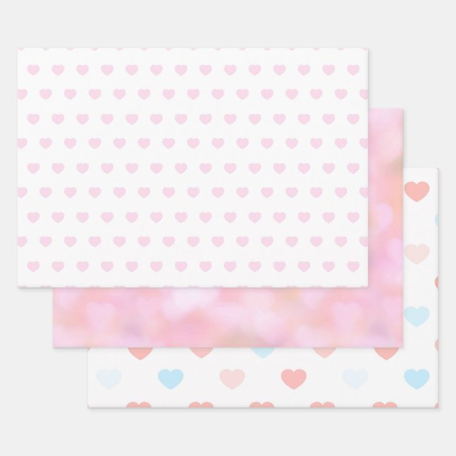 Hoja De Papel De Regalo Pink Red Heart Xo Xo (Set)