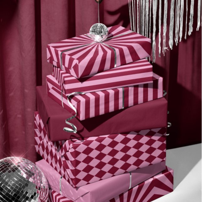 Hoja De Papel De Regalo Pink red stripe Christmas Wrapping paper sheets (Subido por el creador)
