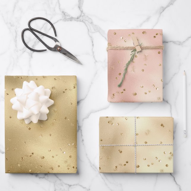 Hoja De Papel De Regalo Pink Rose Gold Glitz Sparkle (Anverso)