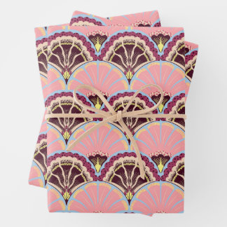Hoja De Papel De Regalo Pink Scallop Wrapping Paper Flat Sheet Set of 3