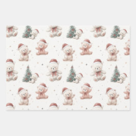 Hoja De Papel De Regalo Pink Teddy Bear Christmas 