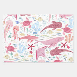 Hoja De Papel De Regalo Pink Under the Sea