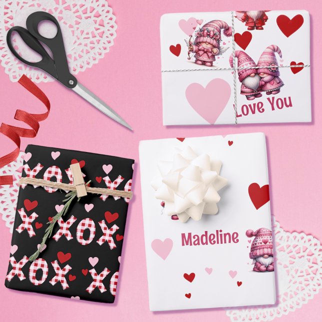 Hoja De Papel De Regalo Pink Valentine Gnomes (Subido por el creador)