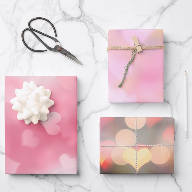 Hoja De Papel De Regalo Pink White Heart (Anverso)