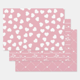 Hoja De Papel De Regalo Pink White Heart