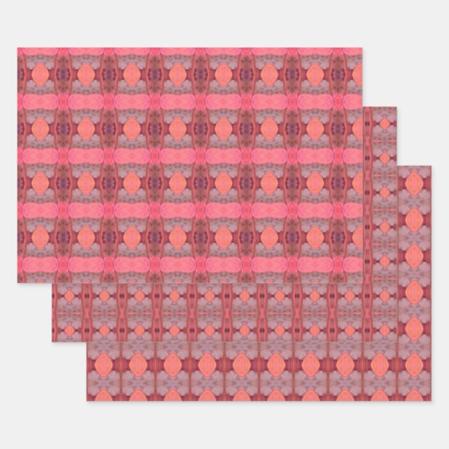 Hoja De Papel De Regalo Pinks Y Plum Trio Patterado (Set)