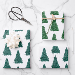 Hoja De Papel De Regalo Pino Navidad Patrón de Fiesta Evergreen