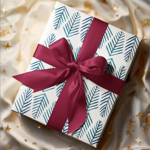 Hoja De Papel De Regalo Pinos de color de agua - verde azulado oscuro