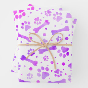 Hoja De Papel De Regalo Pinta púrpura rosa imprime color de agua cumpleaño