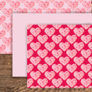 Hoja De Papel De Regalo Pintada a mano acuarela rosa corazón de San Valent