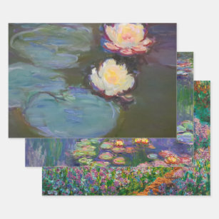 Hoja De Papel De Regalo Pintado de naves acuáticas de Monet Water Lily Lil