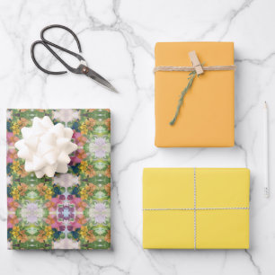 Hoja De Papel De Regalo Pintado de patrón de color de agua de los pétalos 