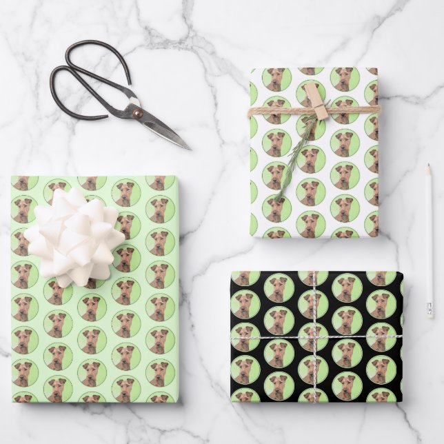 Hoja De Papel De Regalo Pintado Terrier Irlandés - Arte de Perro Original. (Anverso)