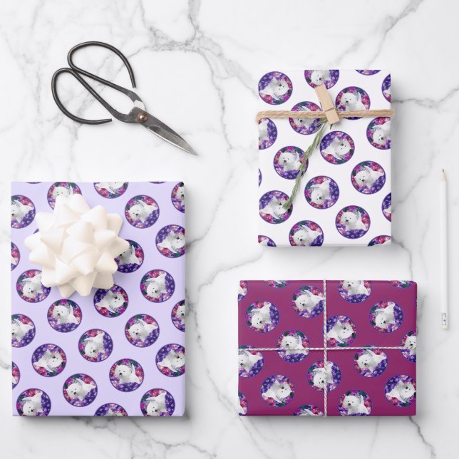 Hoja De Papel De Regalo Pintando al perro occidental del territorio blanco (Anverso)