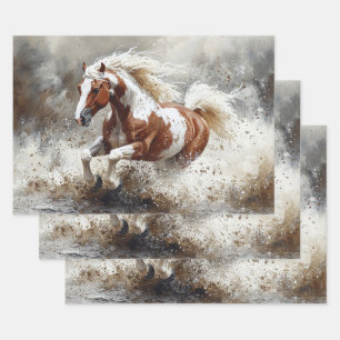 Hoja De Papel De Regalo Pintar caballo que corre a través de la deformació