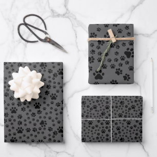 Hoja De Papel De Regalo Pintas negras sobre gris oscuro