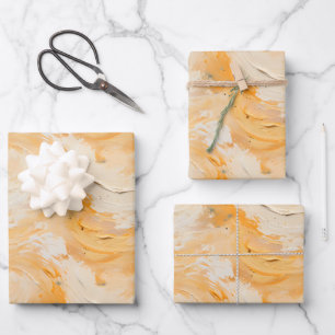 Hoja De Papel De Regalo Pintura abstracta amarilla y blanca