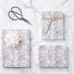 Hoja De Papel De Regalo Pintura abstracta gris y blanco