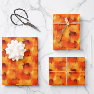 Hoja De Papel De Regalo Pintura abstracta naranja y amarillo