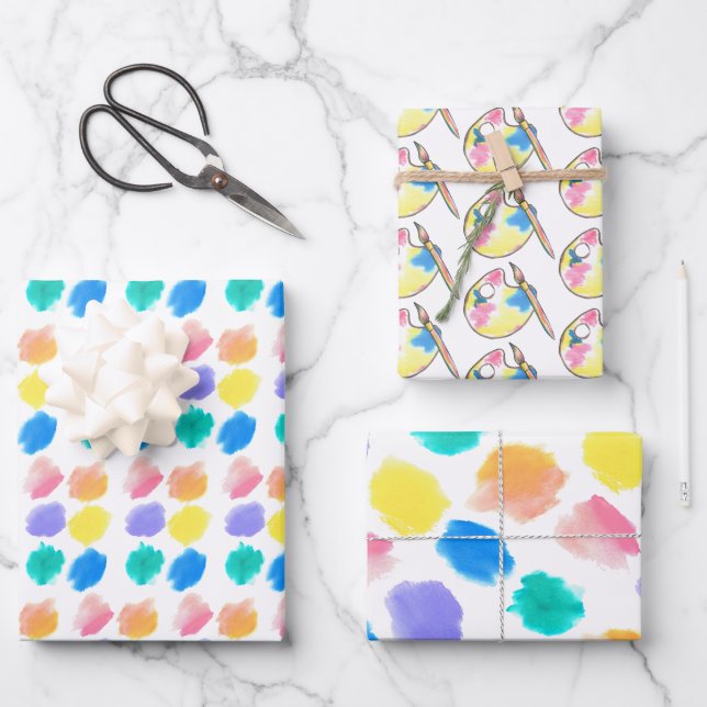 Hoja De Papel De Regalo Pintura arcoiris y fiesta de cumpleaños Sip (Anverso)