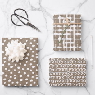 Hoja De Papel De Regalo Pintura blanca Rústica Kraft Navidades simples y e