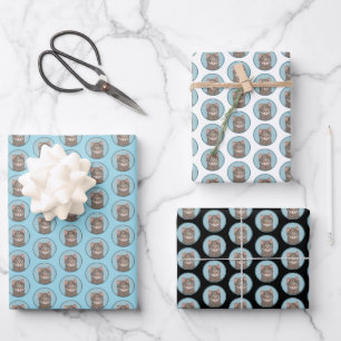 Hoja De Papel De Regalo Pintura de gatos en la mesa gris - Arte de gatos o