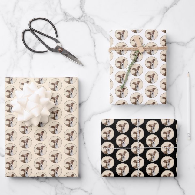 Hoja De Papel De Regalo Pintura de Greyhound italiana - Arte Perro Origina (Anverso)