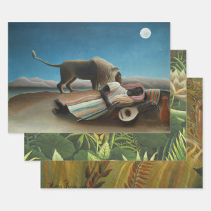 Hoja De Papel De Regalo Pintura de león gitano durmiente de Henri Rousseau