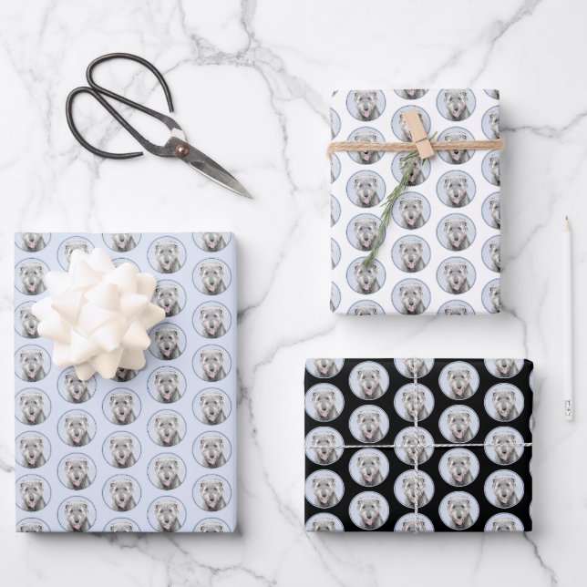 Hoja De Papel De Regalo Pintura de lobo irlandesa - Arte de perro original (Anverso)