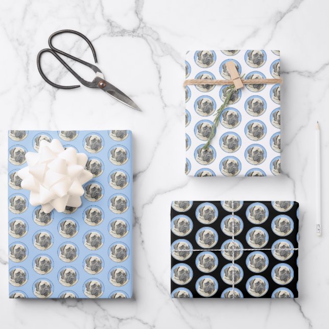 Hoja De Papel De Regalo Pintura de malvado inglés (Fawn) - Arte de perro o (Anverso)