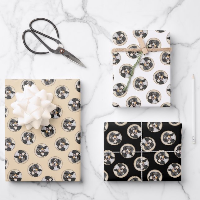 Hoja De Papel De Regalo Pintura de Perro de la Montaña Entlebucher Arte Pe (Anverso)