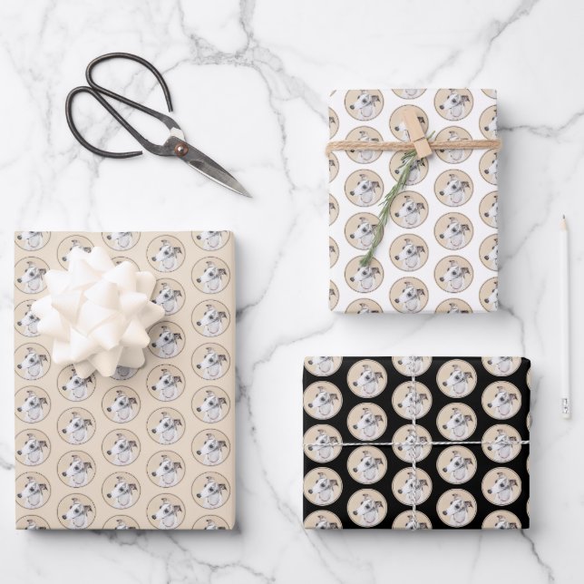 Hoja De Papel De Regalo Pintura de Whippet - Arte Cute Original Perro (Anverso)